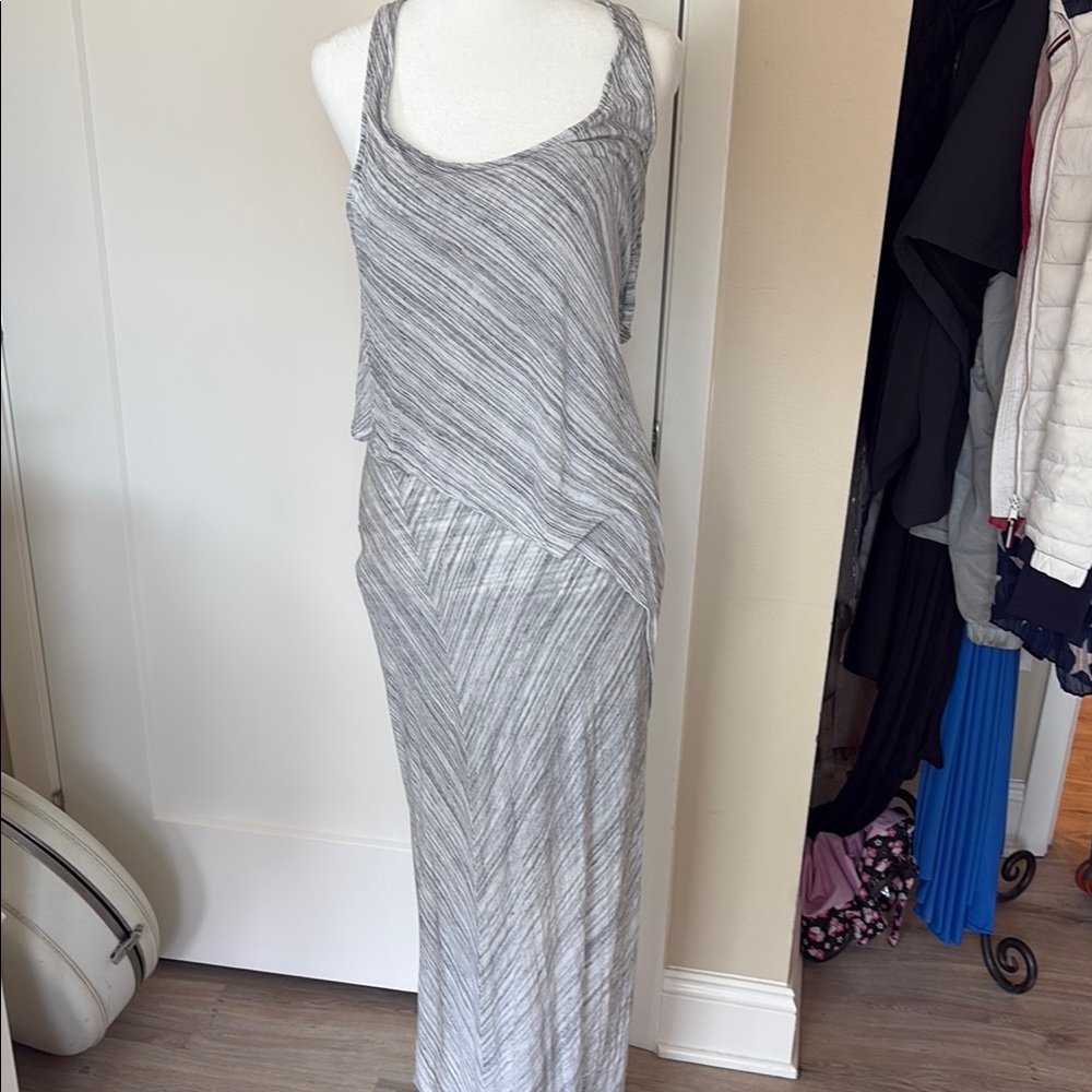 Splendid Gray Ruched Halter Maxi Dress layered super comfy!!